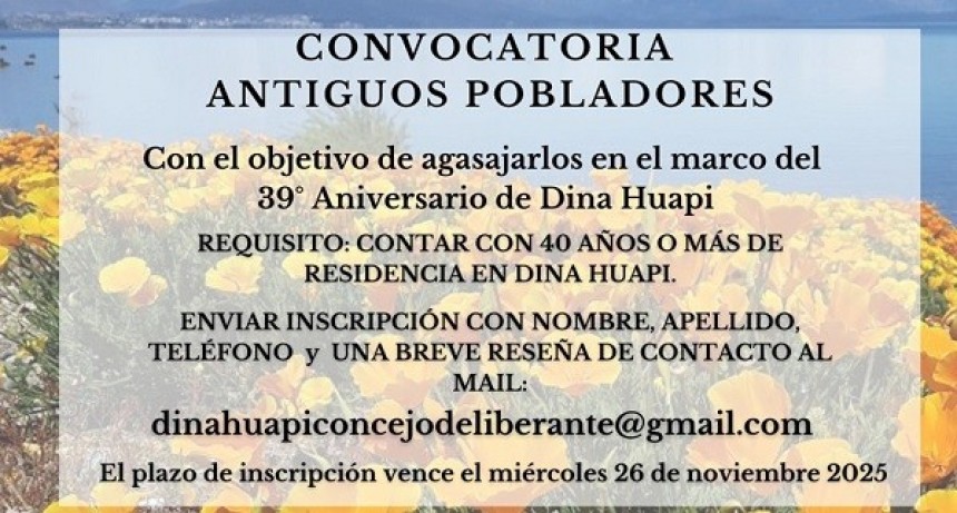 Inscripción para reconocer a Antiguos Pobladores en Dina Huapi